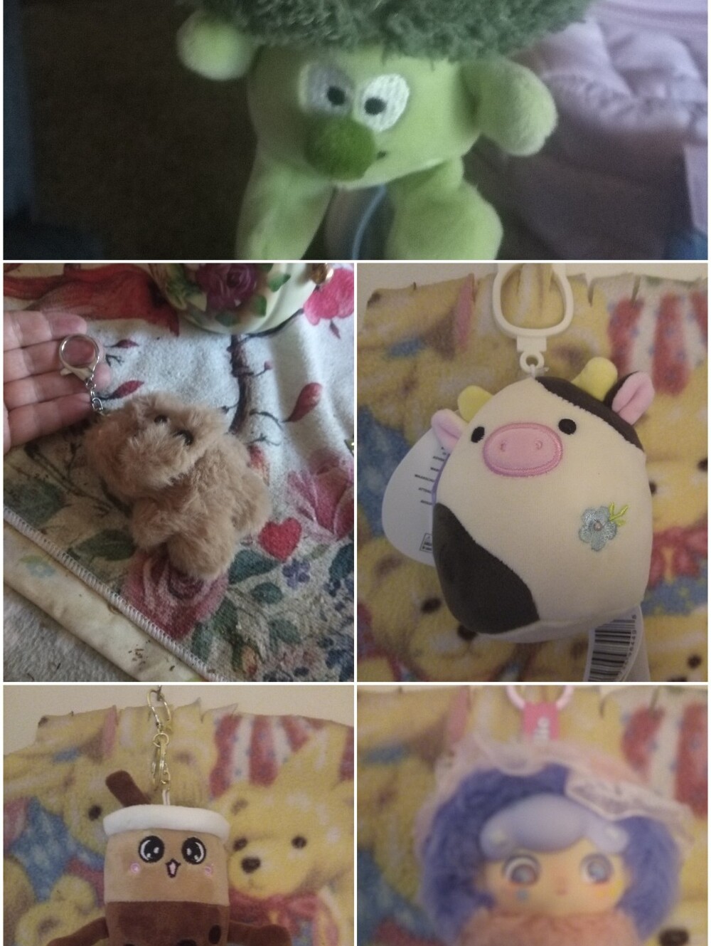 💐Lot Of 5 Plush Clip-On Bags Clips Sold As Bundle